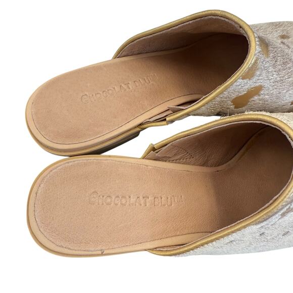 NEW CHOCOLAT BLU CALF HAIR MULES SIZE 38 US 7.5 - Picture 3 of 5